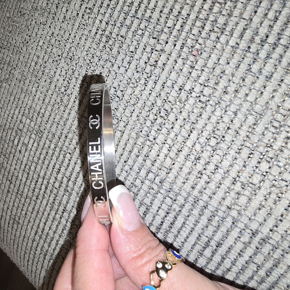 C C Silver Bangle Bracelet